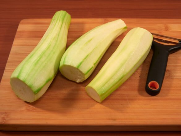 Preparing Zucchini for Ham and Cheese Rolls